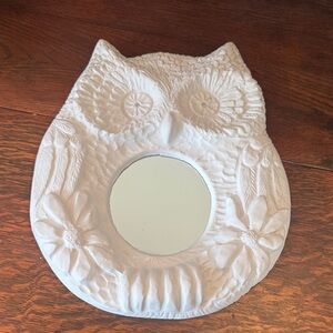 VTG MCM Chalkware Hoot Owl Shaped Decorative Wall Mirror ready to paint
